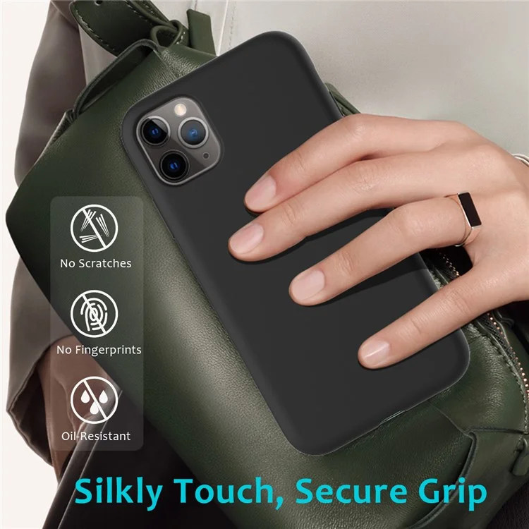 For iPhone 11 Pro 5.8 inch (2019) Soft Liquid Silicone Phone Back Shockproof Smartphone Cover - Black