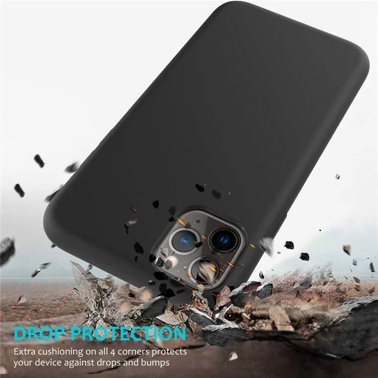 For iPhone 11 Pro 5.8 inch (2019) Soft Liquid Silicone Phone Back Shockproof Smartphone Cover - Black