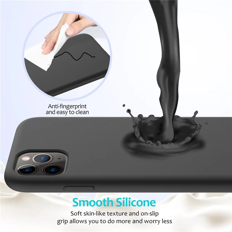 Para IPhone 11 Pro 5,8 Polegadas (2019) Soft Liquid Silicone Telefone De Volta À Prova De Smartphone - Preto