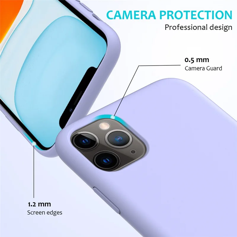 For iPhone 11 Pro 5.8 inch (2019) Soft Liquid Silicone Phone Back Shockproof Smartphone Cover - Light Purple