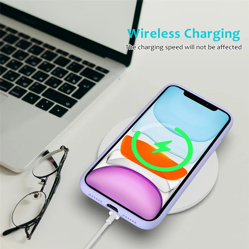 For iPhone 11 Pro 5.8 inch (2019) Soft Liquid Silicone Phone Back Shockproof Smartphone Cover - Light Purple