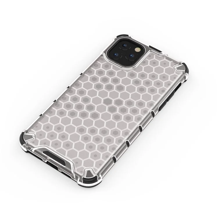 Honeycomb Pattern Shock-proof TPU + PC Hybrid Case for iPhone 11 Pro Max 6.5 inch (2019) - White