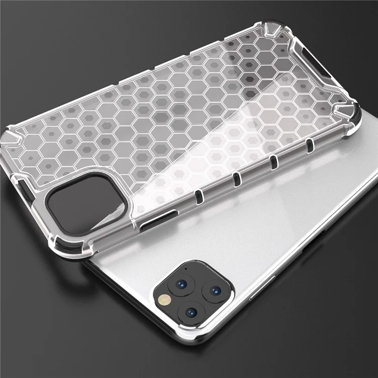 Honeycomb Pattern Shock-proof TPU + PC Hybrid Case for iPhone 11 Pro Max 6.5 inch (2019) - White