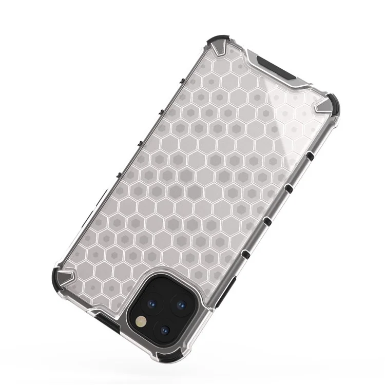 Honeycomb Pattern Shock-proof TPU + PC Hybrid Case for iPhone 11 Pro Max 6.5 inch (2019) - White
