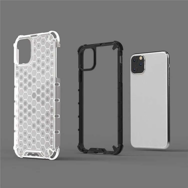 Honeycomb Pattern Shock-proof TPU + PC Hybrid Case for iPhone 11 Pro Max 6.5 inch (2019) - White
