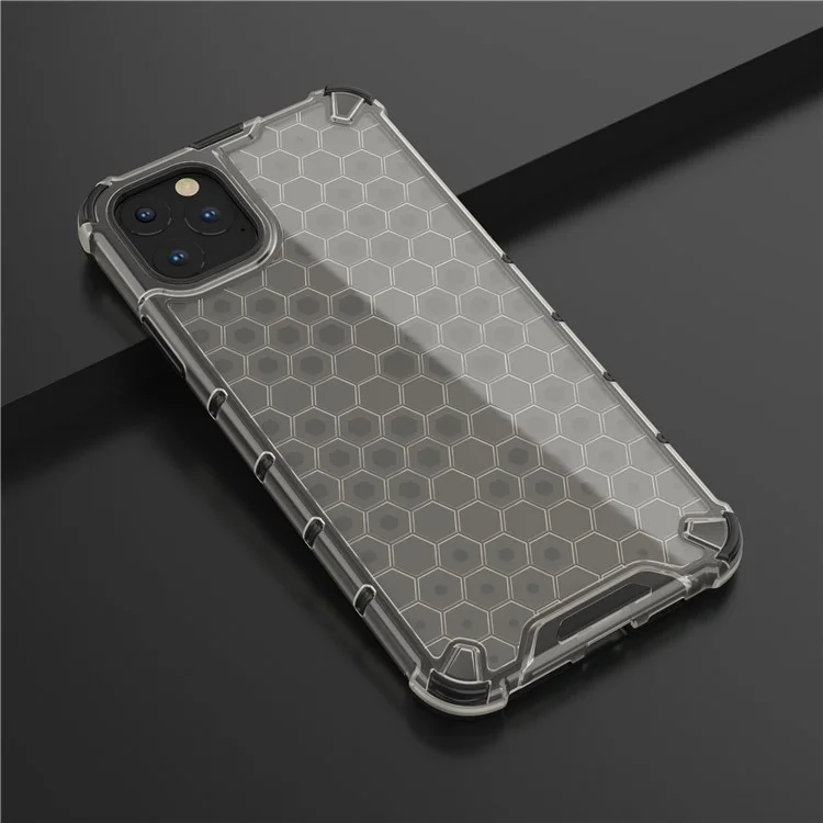 Honeycomb Pattern Shock-proof TPU + PC Combo Case for iPhone 11 6.1 inch (2019) - Black