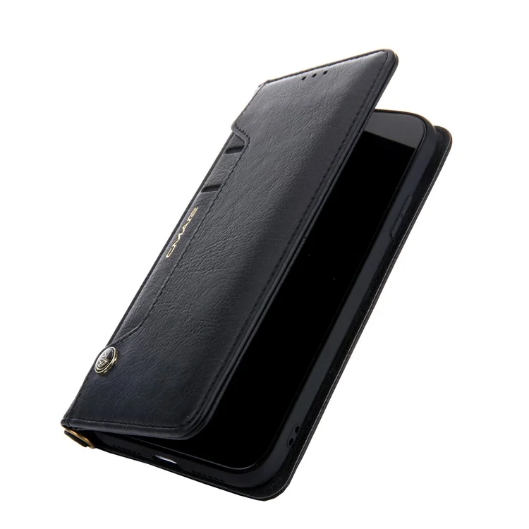 CMAI2 Litchi Grain Auto-absorbed Leather Wallet Cover für iPhone 11 6.1 Zoll (2019) - Schwarz