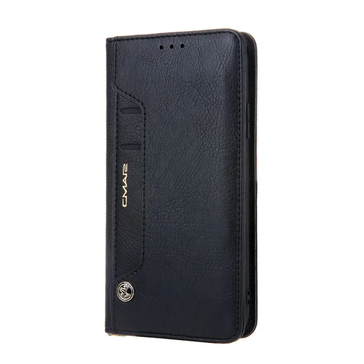 CMAI2 Litchi Grain Auto-absorbed Leather Wallet Cover für iPhone 11 6.1 Zoll (2019) - Schwarz