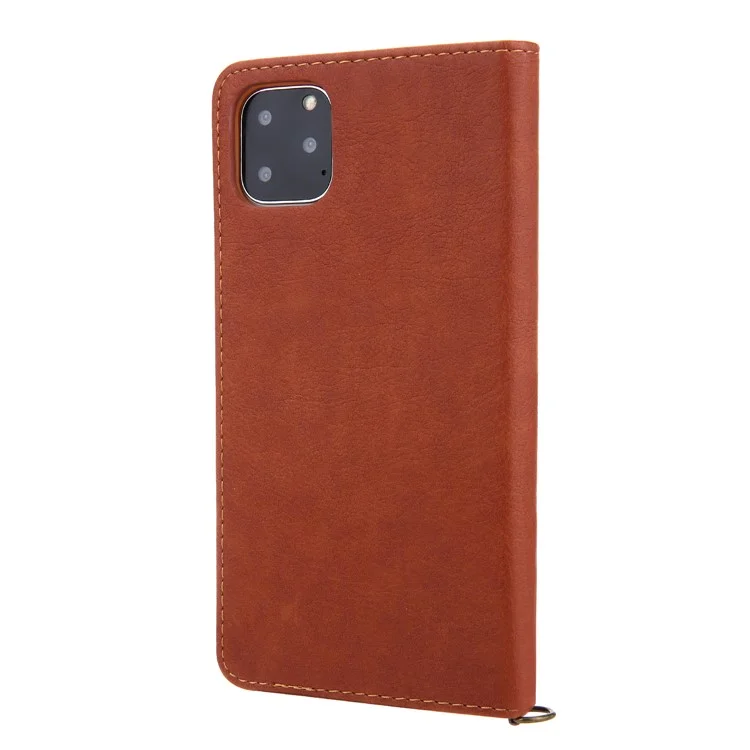 CMAI2 Litchi Grain Auto-absorbed Leather Wallet Stand Case für iPhone 11 Pro 5,8 Zoll (2019) - Braun