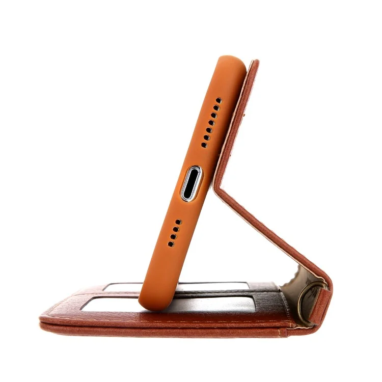CMAI2 Litchi Grain Auto-absorbed Leather Wallet Stand Case für iPhone 11 Pro 5,8 Zoll (2019) - Braun