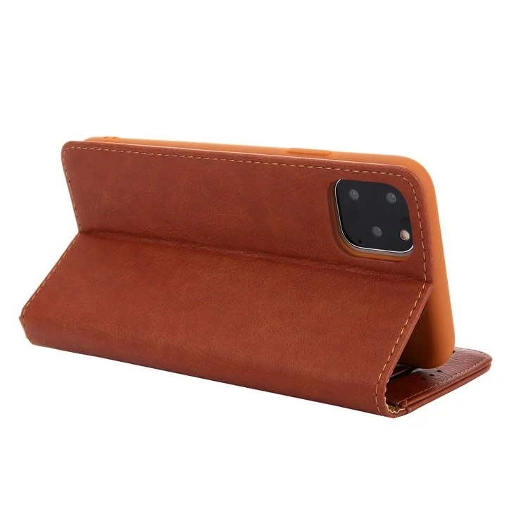 CMAI2 Litchi Grain Auto-absorbed Leather Wallet Stand Case für iPhone 11 Pro 5,8 Zoll (2019) - Braun