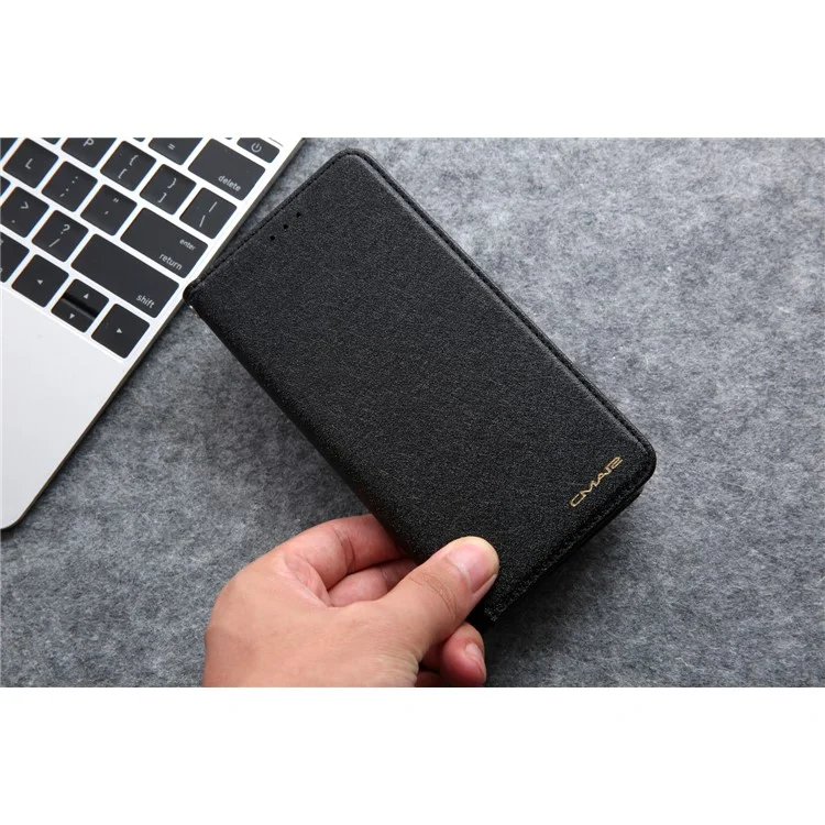 CMAI2 Texture en Soie Cuir PU Avec Cartes Case de Téléphone Pour Iphone 11 6,1 Pouces (2019) - le Noir