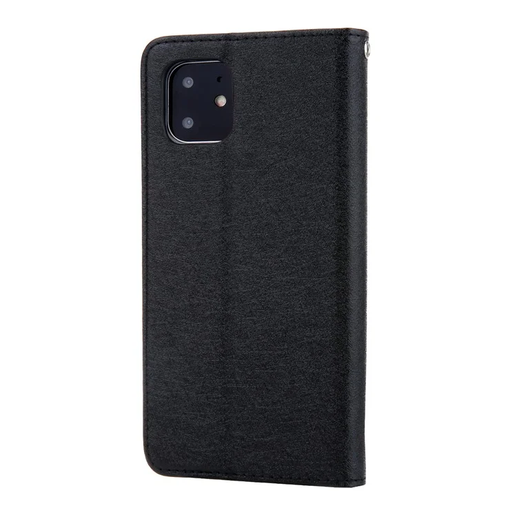 CMAI2 Texture en Soie Cuir PU Avec Cartes Case de Téléphone Pour Iphone 11 6,1 Pouces (2019) - le Noir