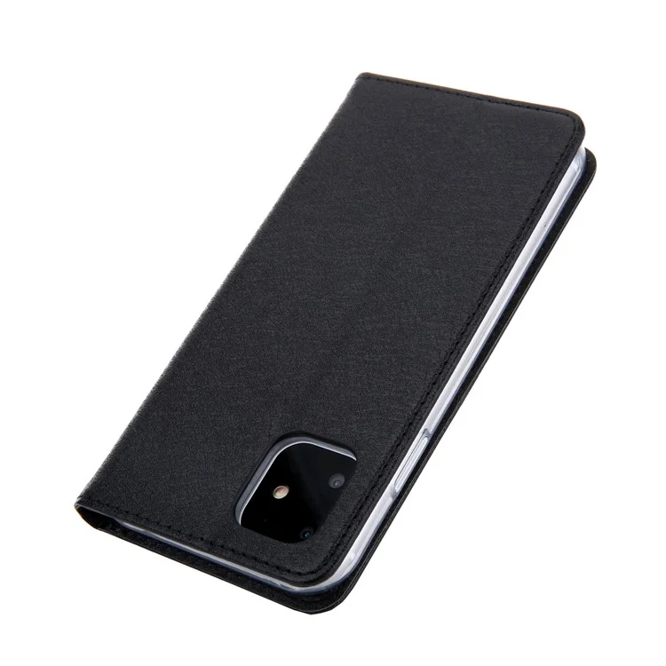 CMAI2 Texture en Soie Cuir PU Avec Cartes Case de Téléphone Pour Iphone 11 6,1 Pouces (2019) - le Noir