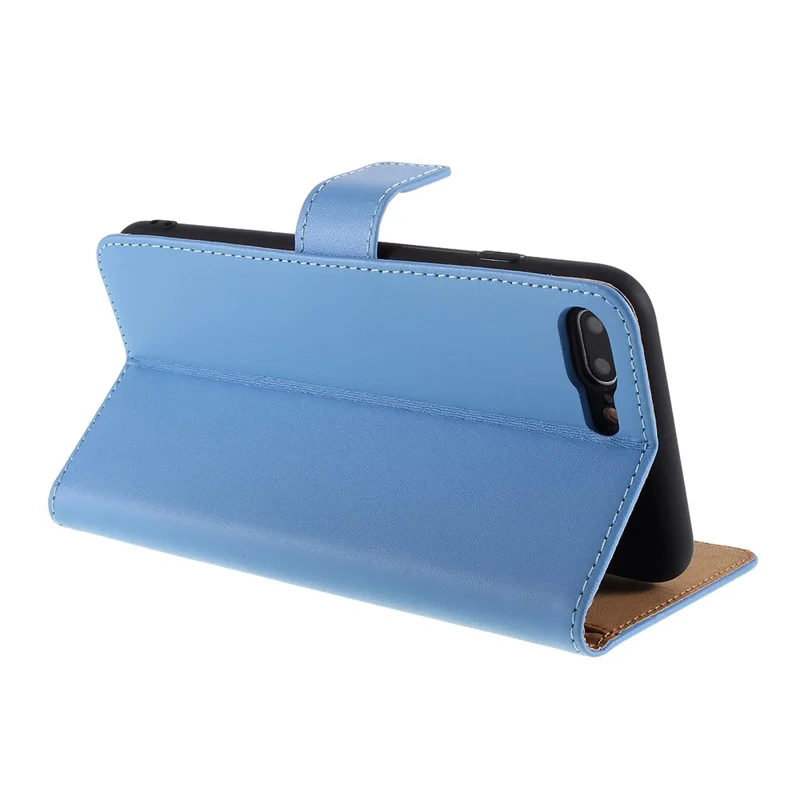 Meerdere kleuren echt lederen portemonnee standaard telefoonhoesje voor iPhone 7 Plus / 8 Plus - Blauw