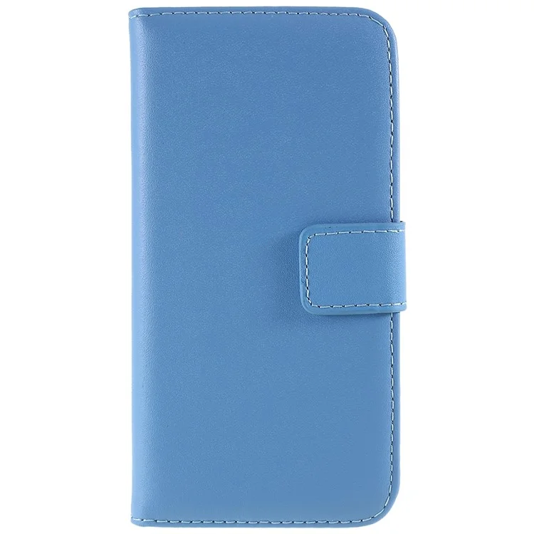 Stand Function Genuine Leather Wallet Flip Case with Secure Magnetic Closure for iPhone 8 / 7 / SE (2020) / SE (2022) - Blue