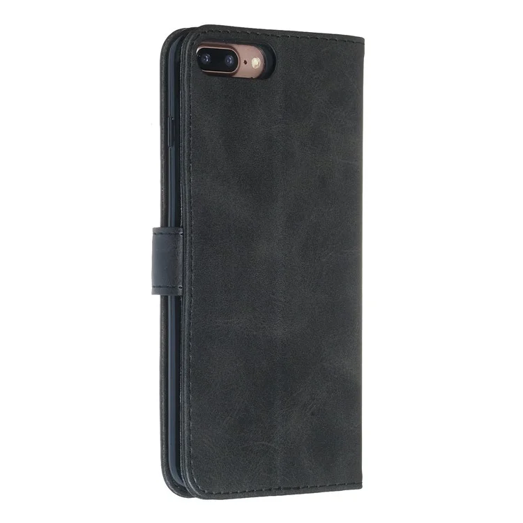 Zipper Pocket Wallet Stand Flip Leather Protective Case per iPhone 8 Plus/7 Plus 4.7 pollici - Nero