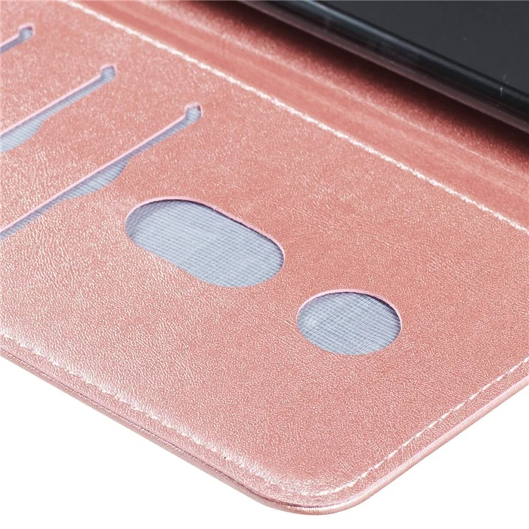 Zipper Pocket PU Leather Wallet Case for iPhone XS Max 6.5 inch - Rose Gold