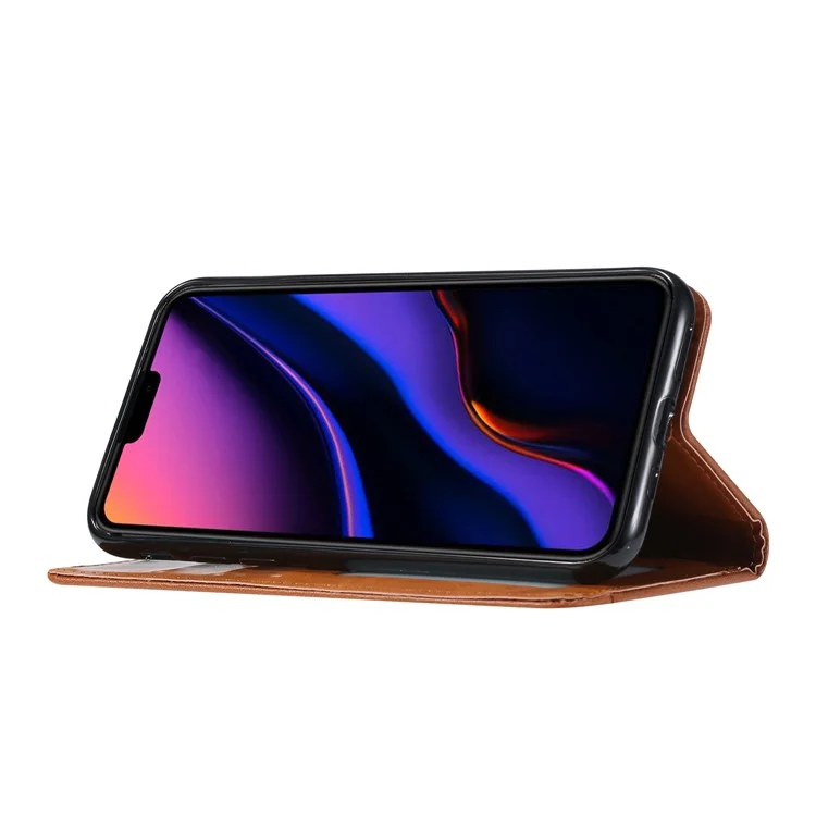 Автоматический Кожаный Кожаный Кошелек Для IPhone 11 Pro Max 6,5 Дюйма (2019) - Коричневый