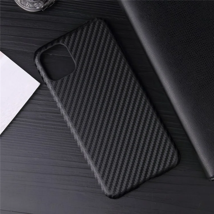 PU Leather Coated PC Phone Casing Shell for iPhone 11 Pro 5.8 inch (2019) - Black Carbon Fiber Texture