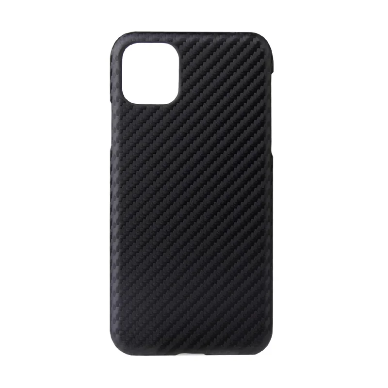 PU Leather Coated PC Hard  Cover Casing Shell for iPhone 11 6.1 inch (2019) - Black Carbon Fiber Texture