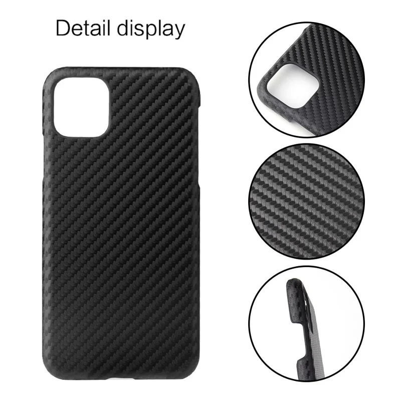 PU Leather Coated PC Hard  Cover Casing Shell for iPhone 11 6.1 inch (2019) - Black Carbon Fiber Texture
