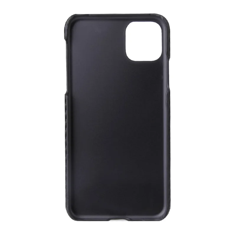 PU Leather Coated PC Hard  Cover Casing Shell for iPhone 11 6.1 inch (2019) - Black Carbon Fiber Texture