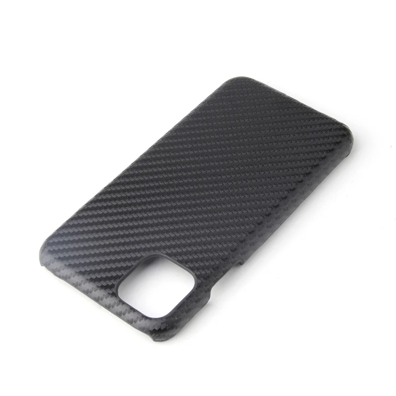 PU Leather Coated PC Hard  Cover Casing Shell for iPhone 11 6.1 inch (2019) - Black Carbon Fiber Texture