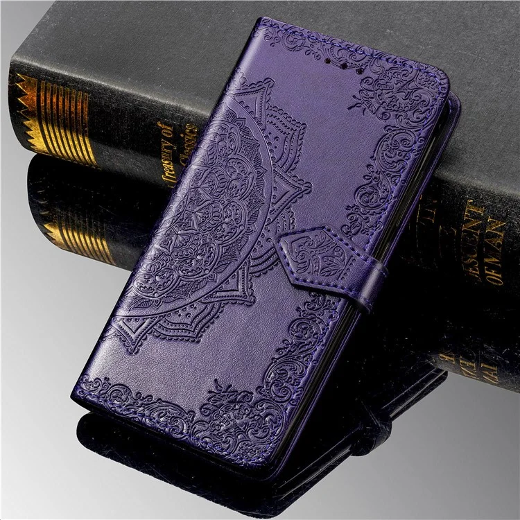 Geprägter Mandala Blumenbrieftasche Lederstand Hülle Für Iphone 11 Pro Max 6,5 Zoll (2019) - Violett