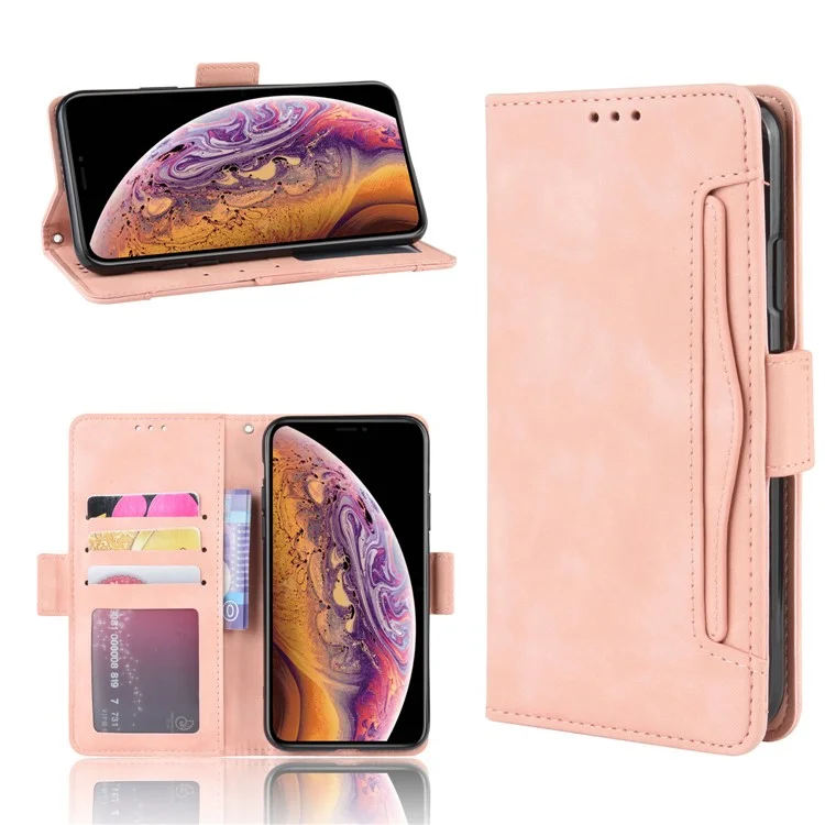 Para IPhone 11 Pro Max 6,5 Pulgadas (2019) Carcasa De Células De Cuero Con Múltiples Ranuras Para Tarjeta Y Bolsillo De Billetera - Oro Rosa