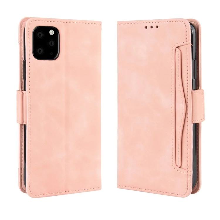 Para IPhone 11 Pro Max 6.5 Polegadas (2019) Capela De Couro Com Vários Slots De Cartão E Bolso De Carteira - Rosa Ouro