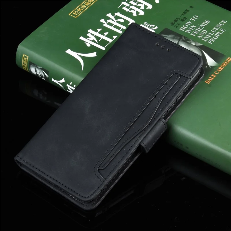 Dla iPhone 11 Pro Max 6,5 cala (2019) Skórzana obudowa z wieloma slotami na karty i kieszonką portfelową - Czarny