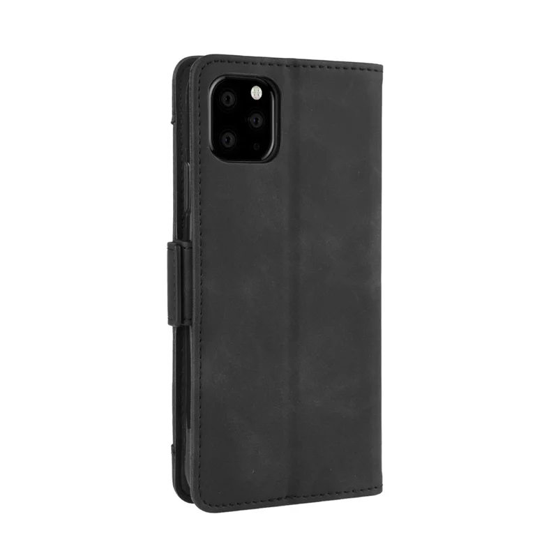 Dla iPhone 11 Pro Max 6,5 cala (2019) Skórzana obudowa z wieloma slotami na karty i kieszonką portfelową - Czarny