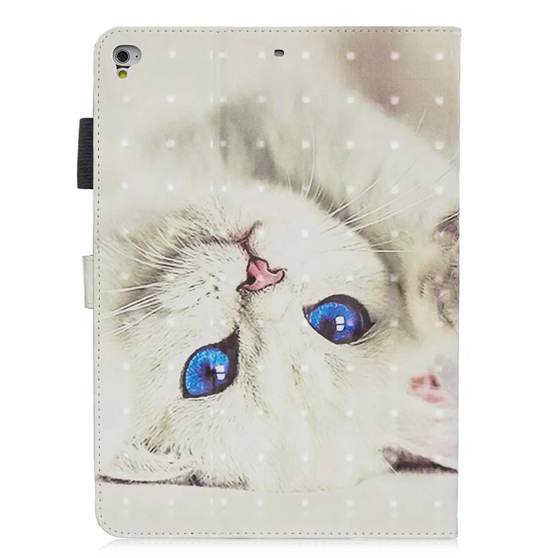 Pattern Printing PU Leather Tablet Case [Wallet Stand] for iPad 9.7-inch (2018) (2017) (2016)/iPad Air 2, Etc - Blue-Eye Cat