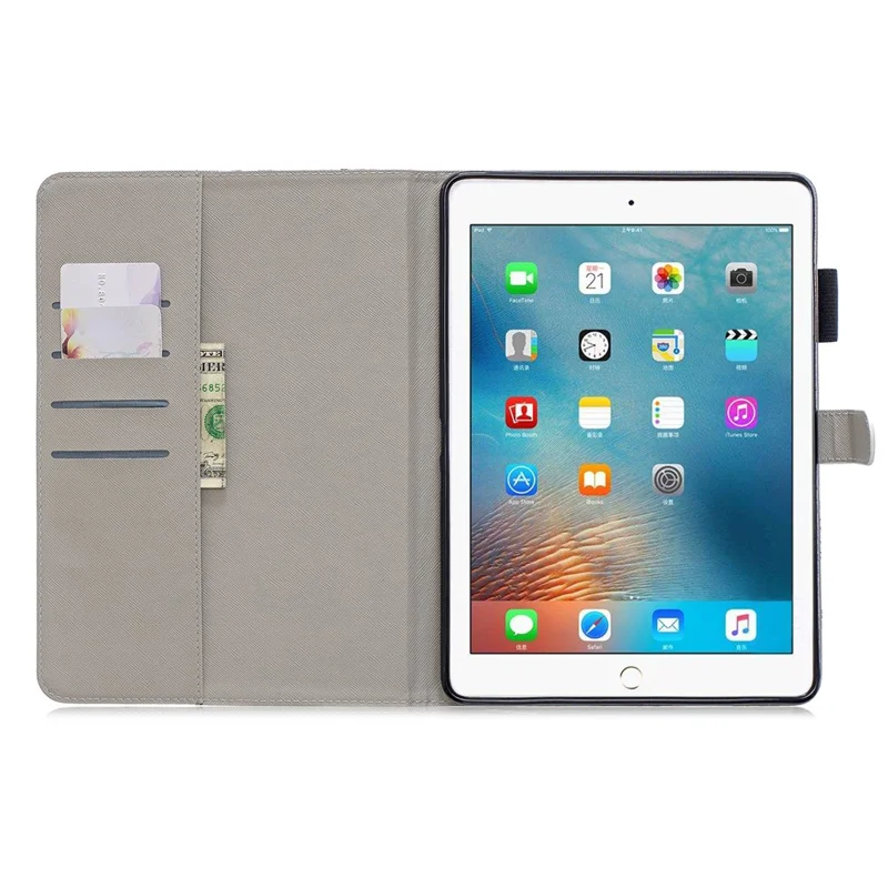 Pattern Printing PU Leather Tablet Case [Wallet Stand] for iPad 9.7-inch (2018) (2017) (2016)/iPad Air 2, Etc - Blue-Eye Cat