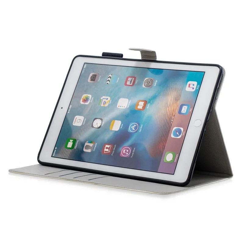 Pattern Printing PU Leather Tablet Case [Wallet Stand] for iPad 9.7-inch (2018) (2017) (2016)/iPad Air 2, Etc - Blue-Eye Cat
