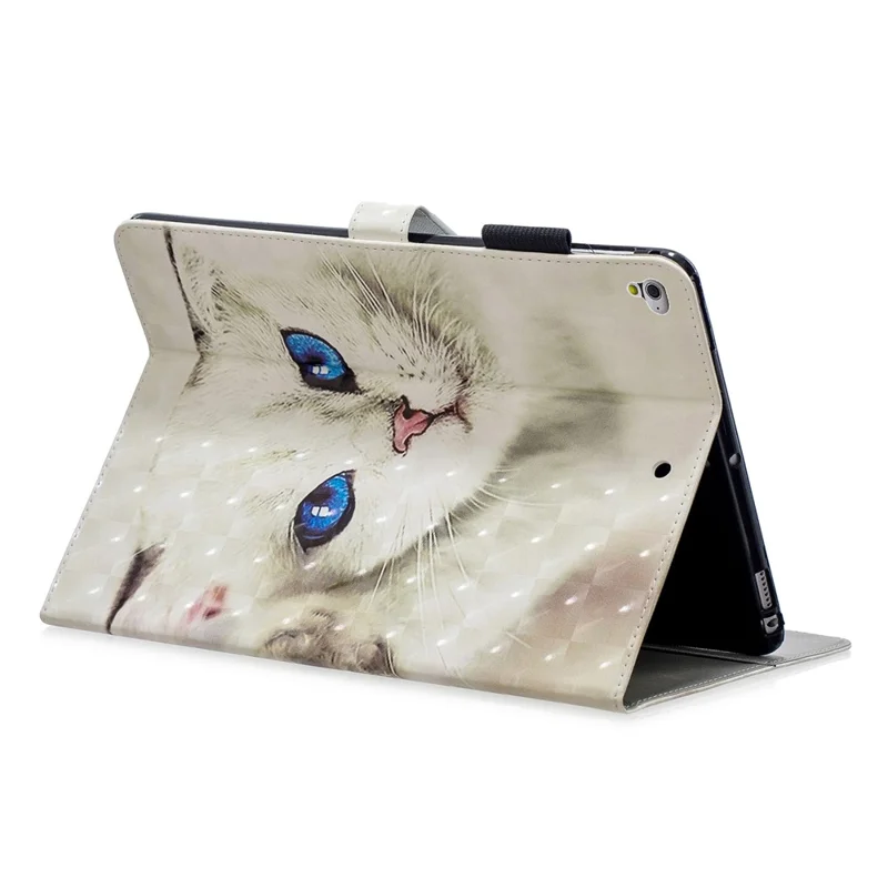 Pattern Printing PU Leather Tablet Case [Wallet Stand] for iPad 9.7-inch (2018) (2017) (2016)/iPad Air 2, Etc - Blue-Eye Cat