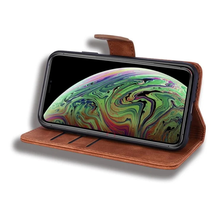 Imprint Mandala Flower Stand Wallet Lederetui Schutzhülle für iPhone 11 6.1-Zoll (2019) - Braun