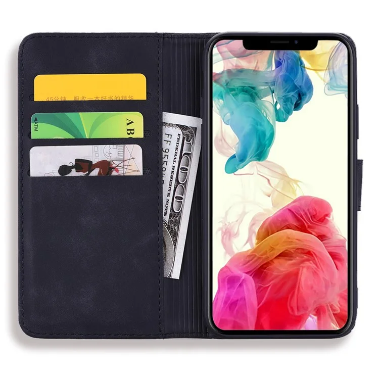 Imprint Flower Leather Wallet Case for iPhone XS/X 5.8 inch - Black