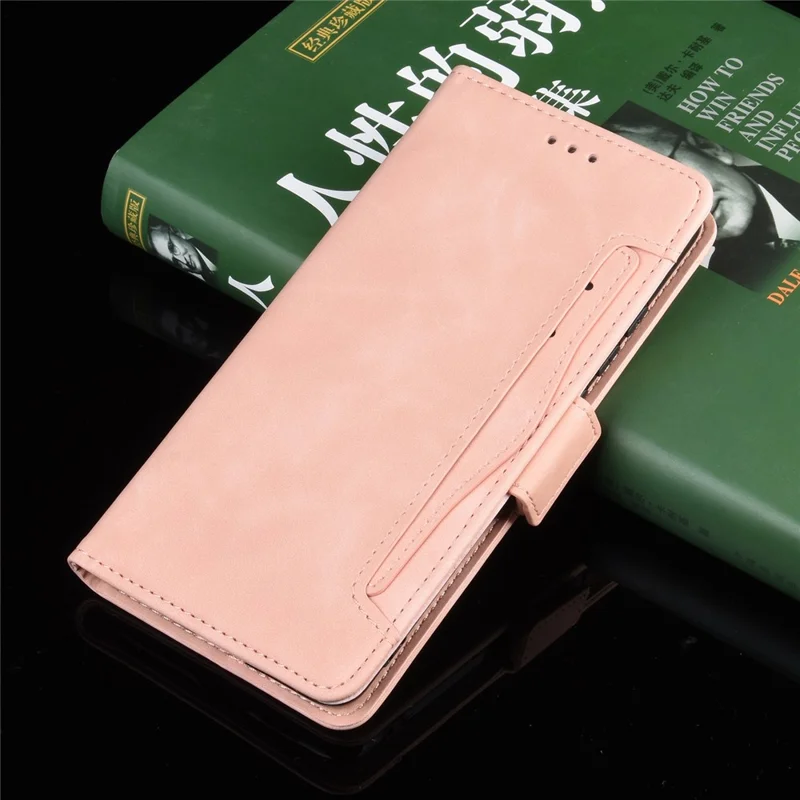 Leather Wallet Stand Phone Cover Case with Multiple Card Slots for iPhone X / XS 5.8 inch - Pink
