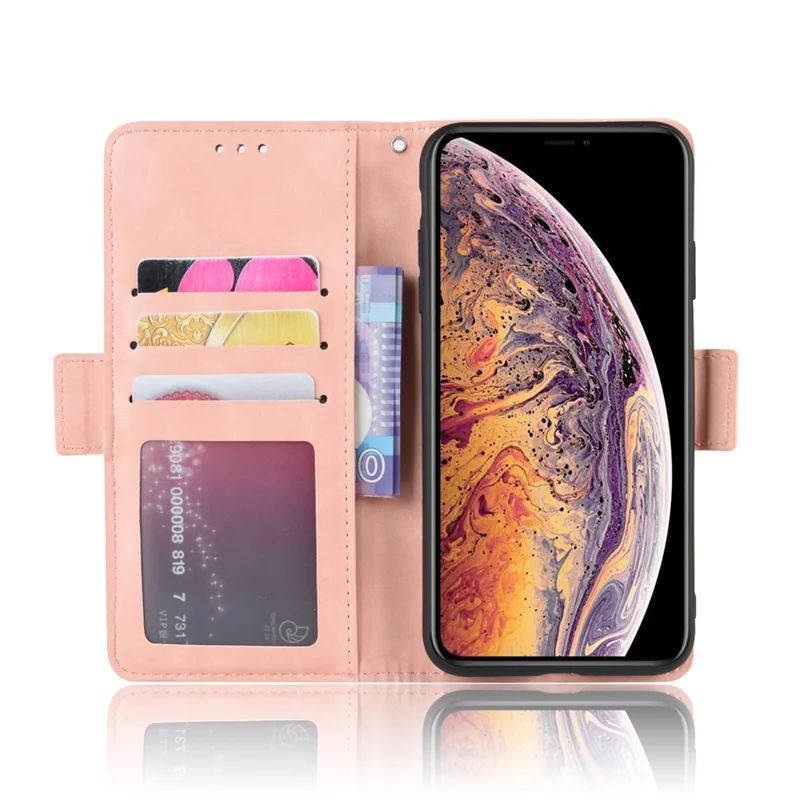 Leather Wallet Stand Phone Cover Case with Multiple Card Slots for iPhone X / XS 5.8 inch - Pink