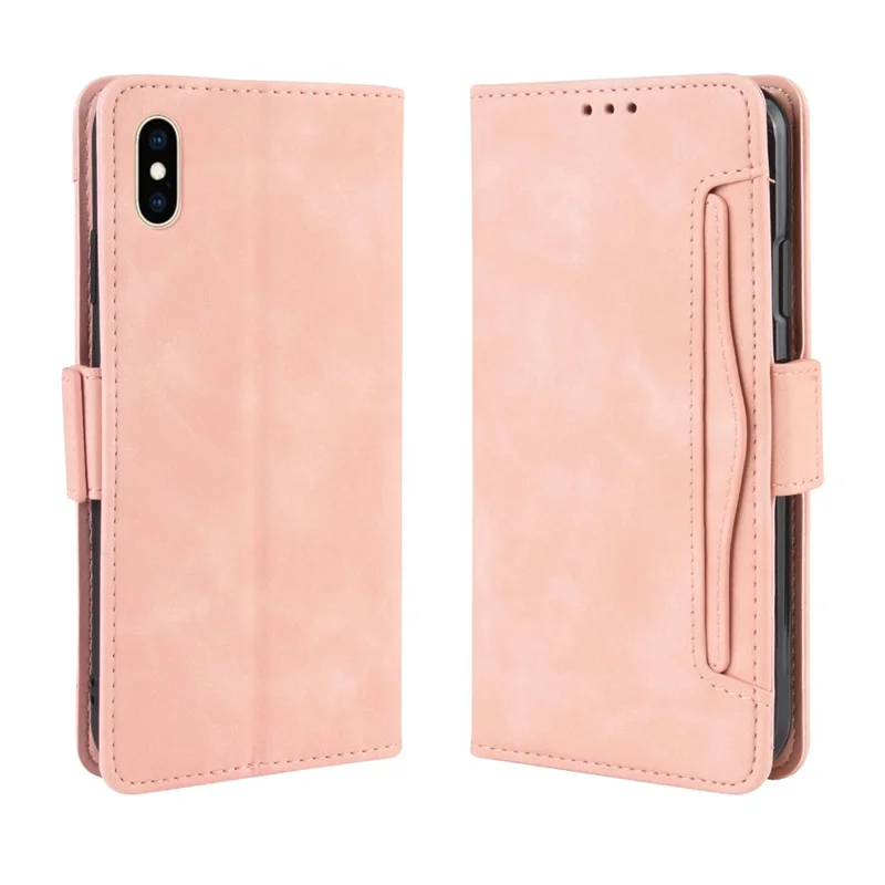 Leather Wallet Stand Phone Cover Case with Multiple Card Slots for iPhone X / XS 5.8 inch - Pink