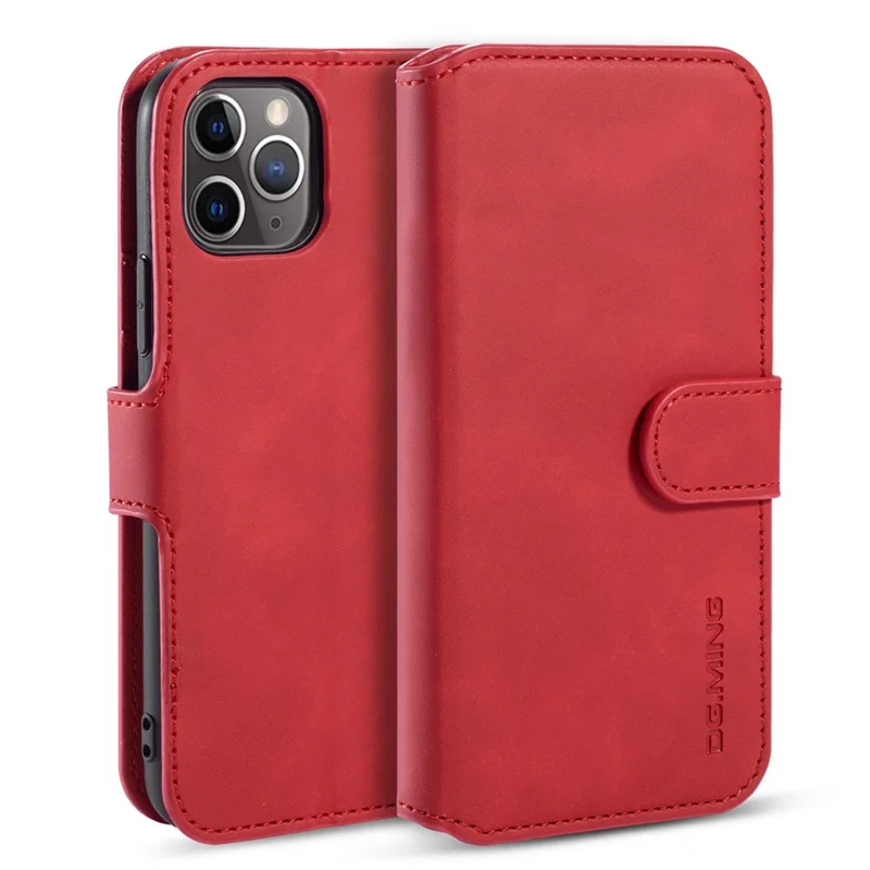 DG.MING Retro Style Wallet Leather Stand Case for iPhone 11 Pro Max 6.5-inch (2019) - Red