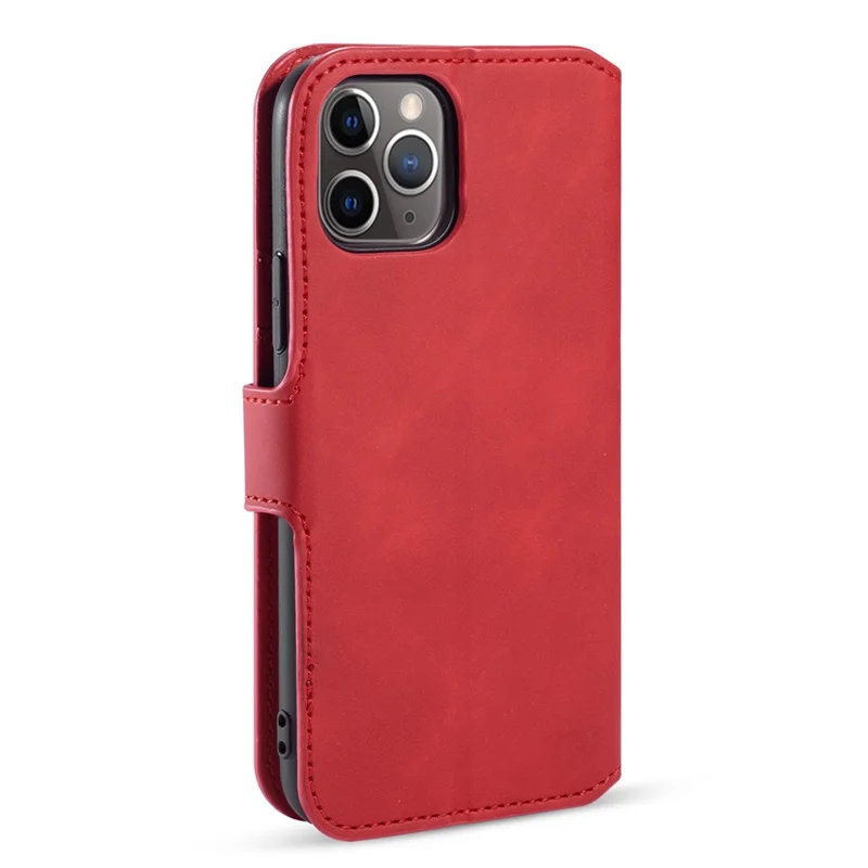 DG.MING Retro Style Wallet Leather Stand Case for iPhone 11 Pro Max 6.5-inch (2019) - Red