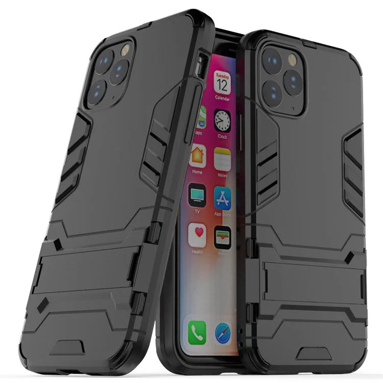 plastic + tpu hybrid case avec kickstand pour iphone 11 pro 5,8 pouces (2019) - le noir