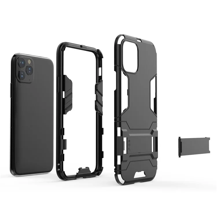 plastic + tpu hybrid case avec kickstand pour iphone 11 pro 5,8 pouces (2019) - le noir