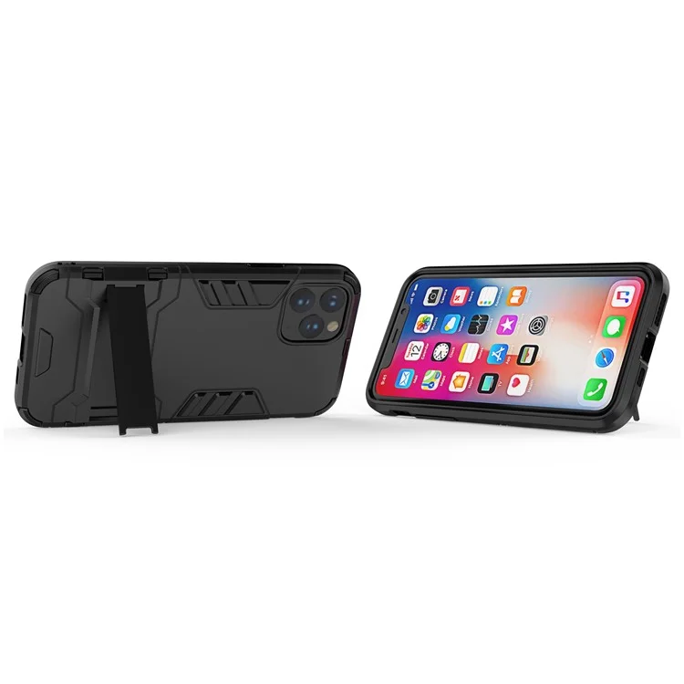 plastic + tpu hybrid case avec kickstand pour iphone 11 pro 5,8 pouces (2019) - le noir