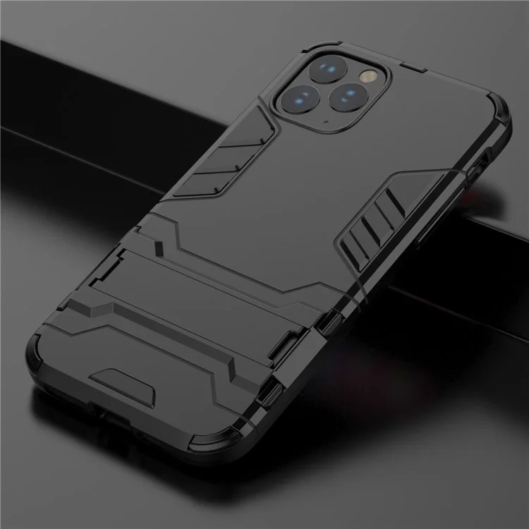 plastic + tpu hybrid case avec kickstand pour iphone 11 pro 5,8 pouces (2019) - le noir