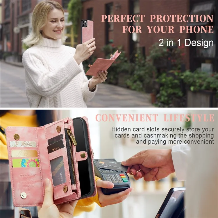 Caseme For Iphone 11 Pro Max 6,5 Дюйма (2019) 008 Серия Съемный 2-в-1 - Розовый