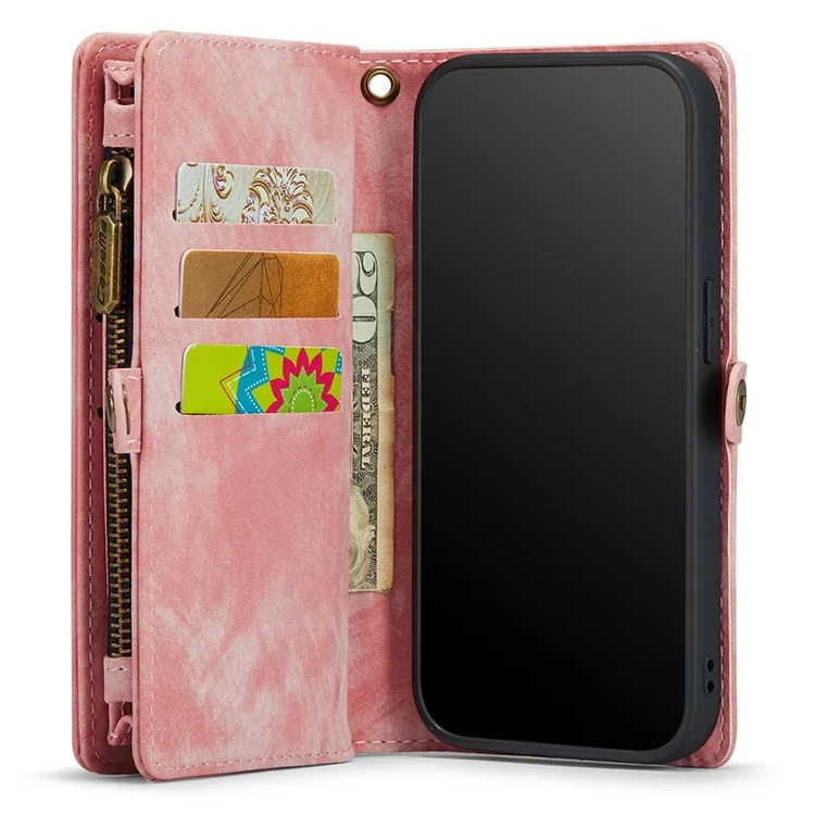 CASEME 008 Серия Чехол для iPhone 11 6.1 дюйма Магнитный Съемный 2-в-1 Кожаный Чехол со Стойкой - Розовый 